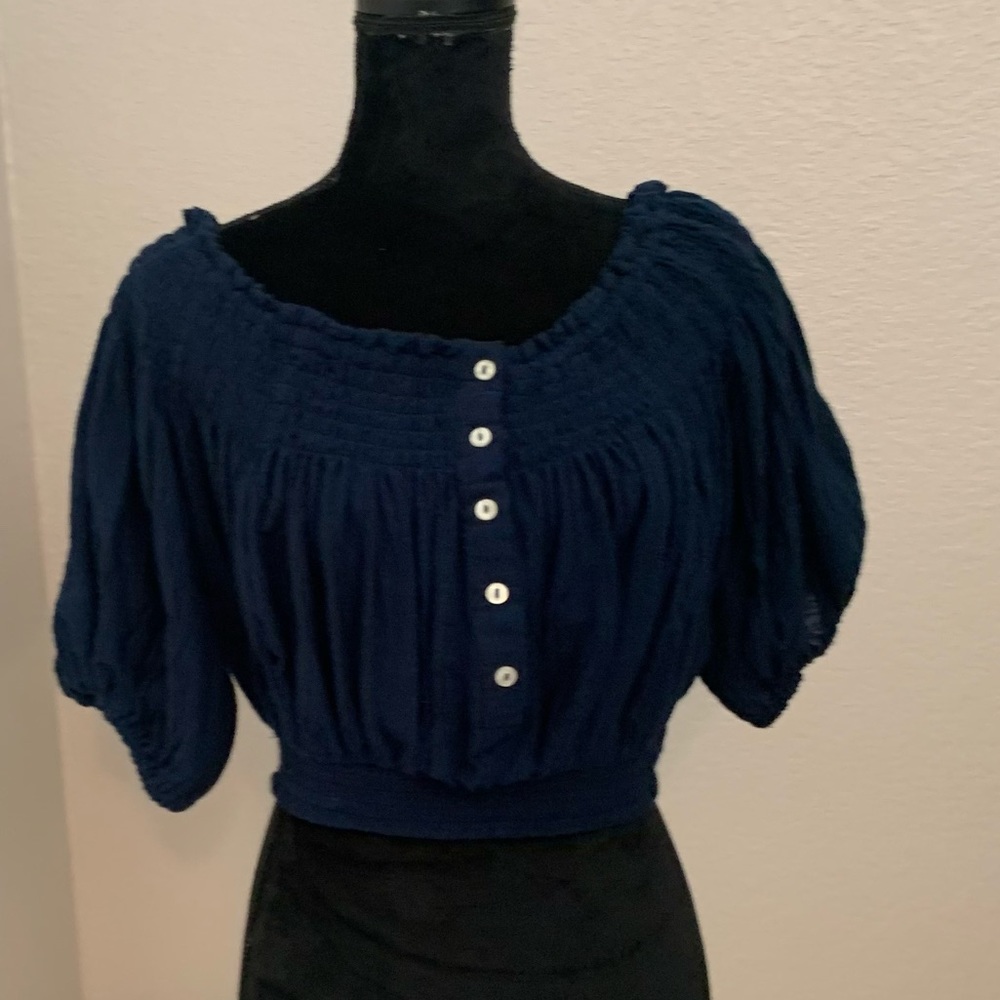 We the free crop summer shirt top blouse, with puff sleeves